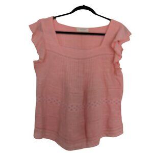 Lucky Brand Rose Print Cap Sleeve Tee | Size M
